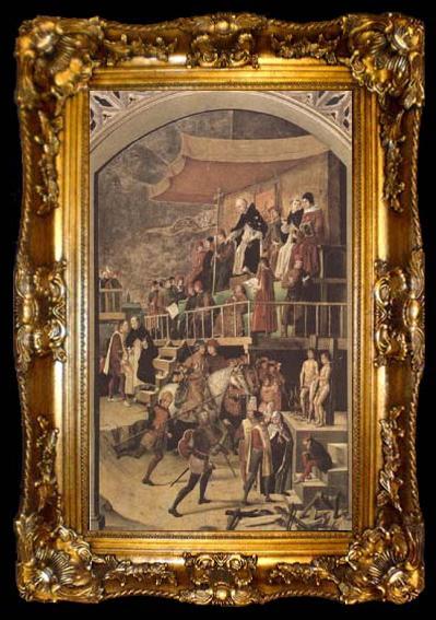 framed  BERRUGUETE, Pedro Court of Inquisition chaired by St Dominic (mk08), ta009-2